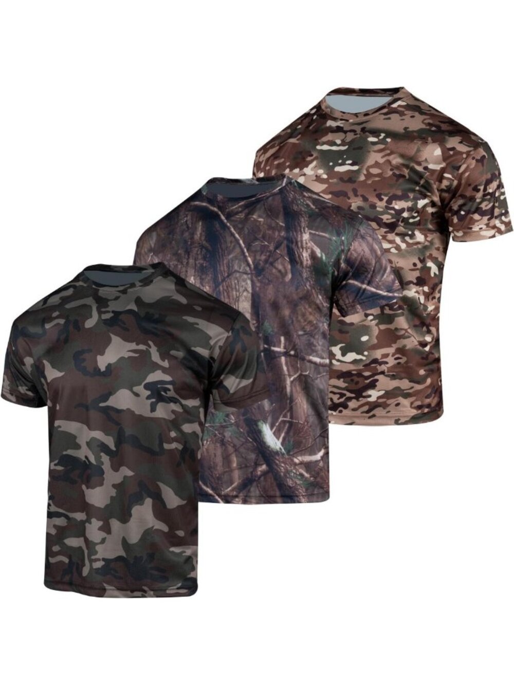 Lightweight Camouflage Shirts for Men - 3 Pack Short Sleeve Hunting & Fishing